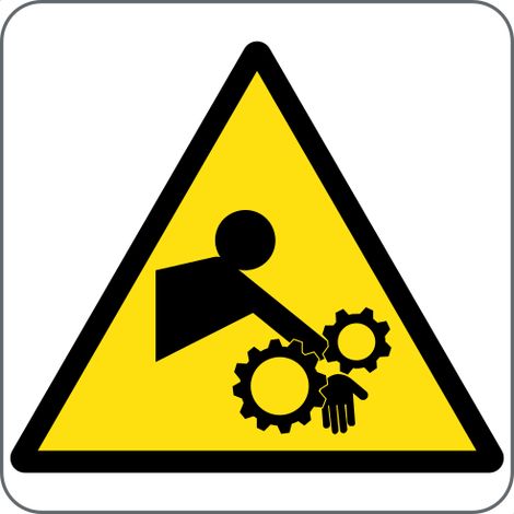 Panneau d’avertissement : danger d’écrasement manuel - Taille : 200200 mm - Matériau : PVC rigide - Material: adhesive-pvc - Size: 6060mm
