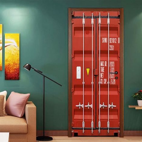3D Stickers Porte Autocollants de Décoration pour Porte, WOVTE Pvc Trompe L'oeil Mural,Decoration Porte,L(45x200cmx2Pcs),Style J (1/4)