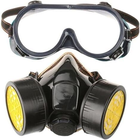 Masque de à gaz avec 2 filtres à charbon actif Qualité professionnelle Protection contre la poussière, les pesticides, le formaldéhyde et la peinture (1/5)