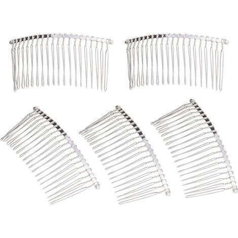 Lot de 20 peignes à cheveux avec dents, peignes en fil de métal, peignes en fil tressé pour voile de mariée (1/5)