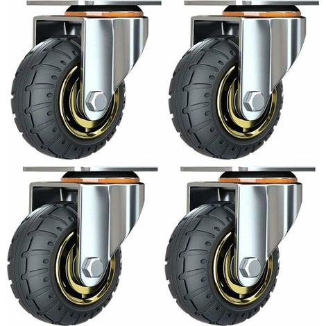 4 pezzi Ruote girevoli universali da 3 pollici senza freni Ruote per carrelli silenziose Ruote girevoli universali Ruote da 75 mm Piastre industriali Ruote da trasporto per mobili FDC
