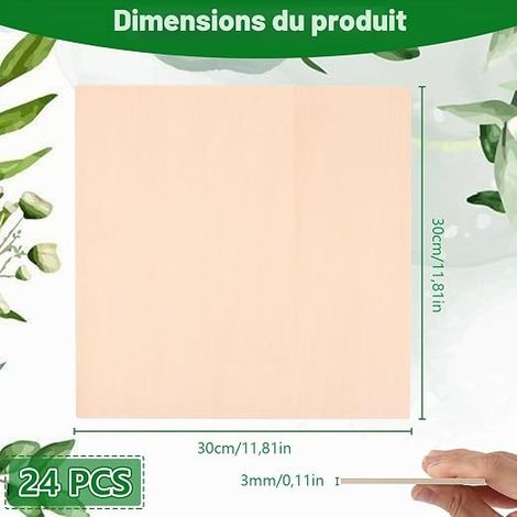 Plywood 300 x 300 x 3 mm, Plywood Plate, Lime Wood, Wood Plate, Raw Wood Board for Laser Projects, Crafts, DIY Models (1/4)