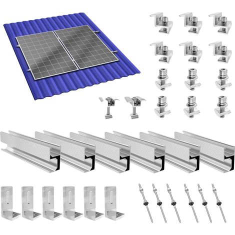 Soporte para panel solar, de acero inoxidable, fácil instalación, para 2 módulos. (1/2)