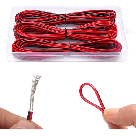 15 m (3 x 5 m) 22AWG Electrical Wires, Multistrand Tinned Copper Wire Cable, 2 Conductor Parallel Electrical Wire, Electric Wire