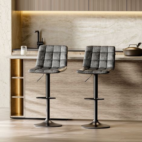 2Pcs Gas Lift Upholstered Swivel Bar Stools (1/5)