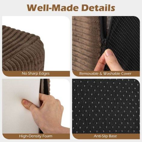 3 Places 197cm Canapé Velours Côtelé pour Salon et Relaxation, Assise Ergonomique pour Famille et Appartement, Marron (1/5)