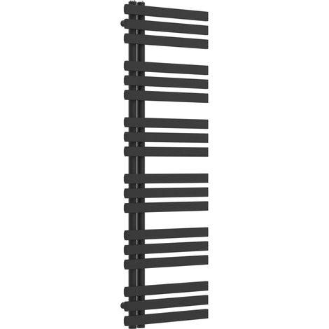 Radiateur sèche-serviettes chauffage salle de bain acier 140 x 50 cm noir (1/5)