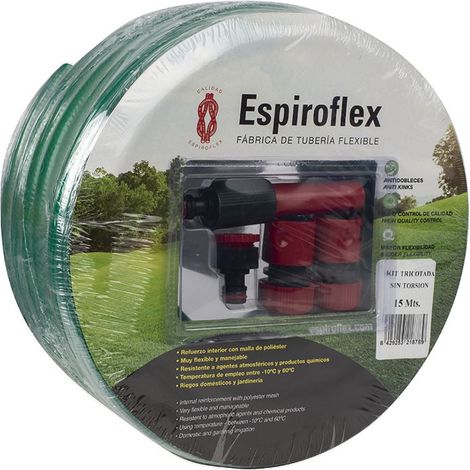 Kit Manguera Tricotada sin Torsión 15mm x 15 m ESPIROFLEX