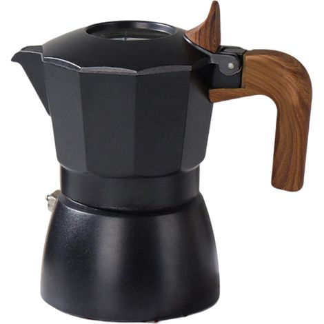 1 Cafetière italienne, style Moka, 2 tasses, fonte d'aluminium, compatible gaz vitrocéramique, cuisine camping (1/5)