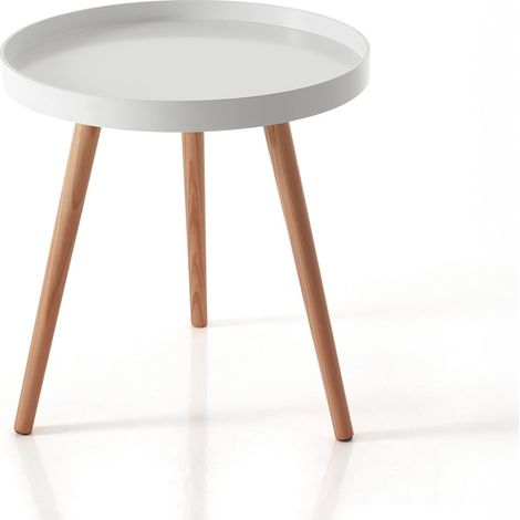 Tavolino rotondo da salotto con gambe in legno massello Lexy Round (1/3)