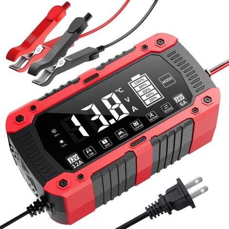 Caricabatterie rosso 12V 12A 24V 6A per auto e moto (LiFePO4) 14,6V 29,2V Compatibile con batterie al piombo-acido (1/4)