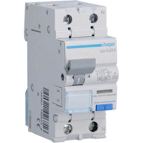 Interruttore Magnetotermico Acc 1Pn 30Ma A 16A 4.5Ka C 2M ( Hager Cod. Ada816H )