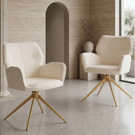 Set 2 sedie girevoli con braccioli in chenille OKMYHOME (1/5)