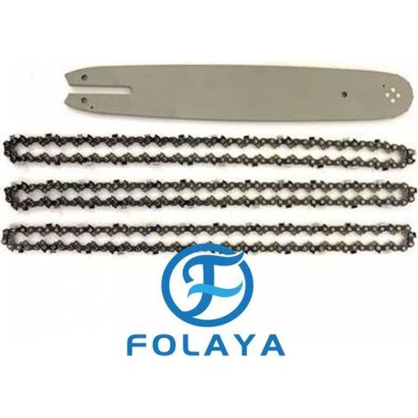 Guide de tronçonneuse - FOLAYA - 30cm - 3 chaînes 44 maillons - Pas 3/8LP - Jauge 1,3mm