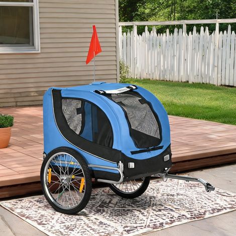 Remorque vélo pour chien 130 x 73 x 90 cm bleu et noir (1/5)