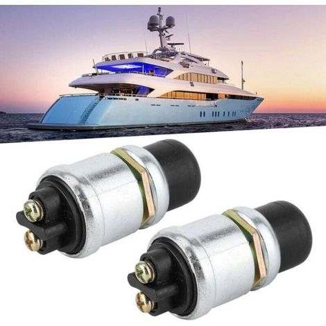 2 Interrupteurs Bouton Poussoir SPST 50A 12V, Démarrage Moteur Bateau Voiture Étanche (1/4)