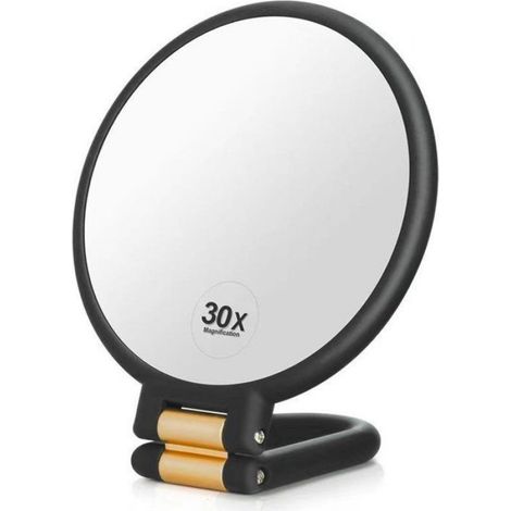 Miroir de poche - Miroir de maquillage pliable - Miroir grossissant double face - Grossissement 30x/1x - Miroir de poche (1/4)