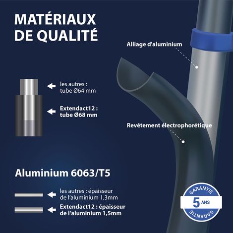 Escabeau 12 marches telescopique EXTENDACT12, Echelle telescopique 3.5m+3.2m, escabeau pliable, Stabilisateur, H max travail 5m, Garantie 5 ans