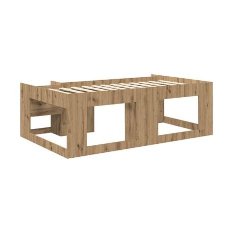 Cadre de lit coffre pour enfants, en chêne massif fait main, espace de rangement généreux, chêne naturel élégant, pour chambre, confort quotidien, assemblage rapide (1/5)