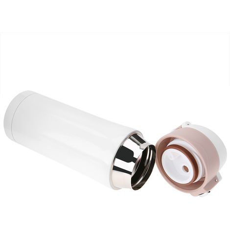 Gourde isotherme inox 350ml blanc, bouteille thermos acier inoxydable, mug voyage café thé, gobelet isolant sous vide portable. (1/5)