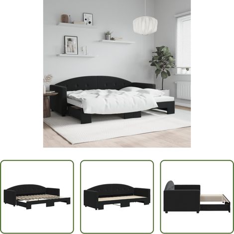 Schlafsofa - Tagesbett Ausziehbar Schwarz 80x200 cm Samt (1/5)