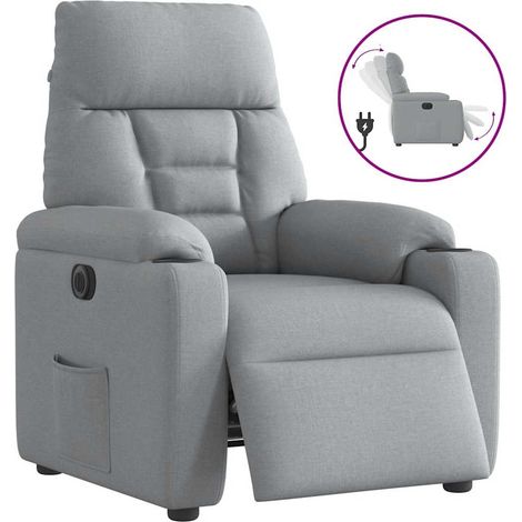 Sillón reclinable eléctrico tela gris claro vidaXL (1/4)