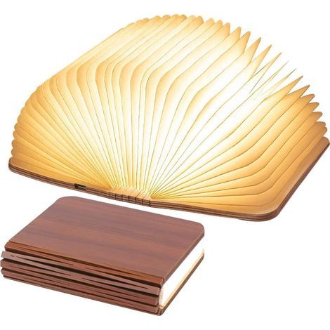 Wooden Folding LED Book Light, Walnut LED Table Lamp, USB Night Light, Rechargeable Book Light, Mood Light, 360° Foldable Magnetic Book Light (9 x 12 x 2.5 cm) (1/5)
