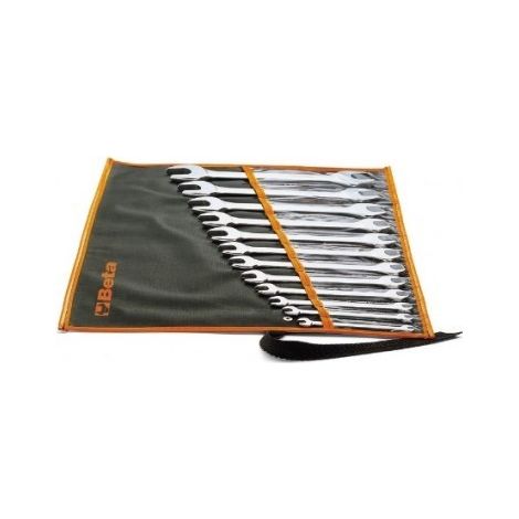 Beta 55-B8 Serie Chiavi a Forchetta Doppie 8 Pezzi Acciaio Cromato 6x7 a 20x22 mm UNI-ISO 10102 DIN 3110 Busta Tela (1/5)