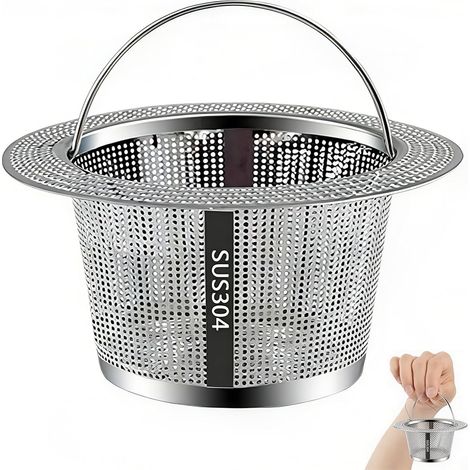 Passoire d'évier avec poignée, inox anti-rouille, anti-obstruction pour évier, douche, baignoire. (1/5)