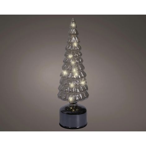 Lumineo LED Tannenbaum batteriebetrieben drehend mit Timer Kunststoff Ø 10 x 34 cm warmweiß grau Dekofigur
