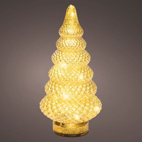 MICRO LED ALBERO VETRO ORO LUCE CALDA DECORAZIONE NATALIZIA D12CM H25,5M (1/3)