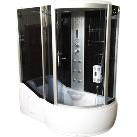 Baignoire-douche d’hydromassage 170 x 90 cm – Chromothérapie avec 9 LEDs – Système de ventilation et radio intégrée – Bain antidérapant – Eliteshopping (1/5)