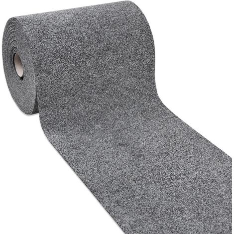 Tapis Coureur Moquette Paillasson Couleur Unie Trottoir Gris - 100x500 Cm