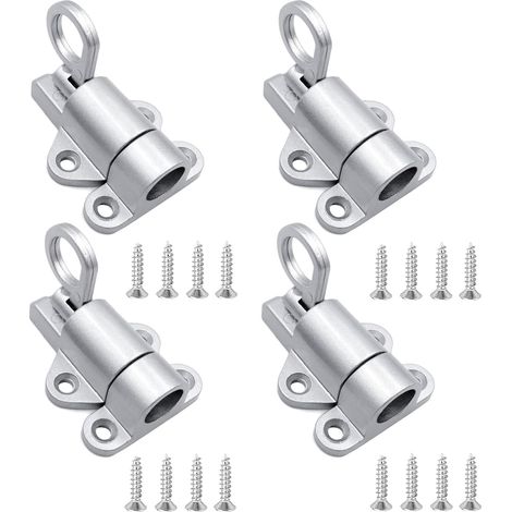 4Pièces Verrou Porte à Rebond,Verrouillage à Ressort en Alliage D'aluminium,Loquet Porte Ressort Automatique avec Vis pour Armoires de Cuisine de Chambre (Argent) (1/5)