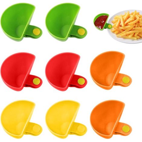 8 teiliges Set, kleine Schüssel mit Clip und kleiner Becher mit Clip, Saucenschale aus Kunststoff, zum Servieren, Dippen von Saucen und Snacks us (1/5)