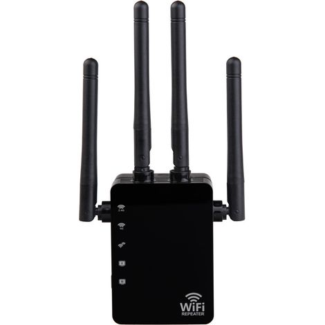 Amplificador de señal Wi-Fi inalámbrico, repetidor de doble banda de 1200 Mbps, router de alta potencia de 2,4 GHz y 5 GHz (negro, 90 x 173 x 70 mm) (1/5)