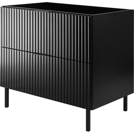 Mobile lavabo, Nero, 80 x 77 x 46 cm, maniglia nera, gambe nere, senza piano (1/5)