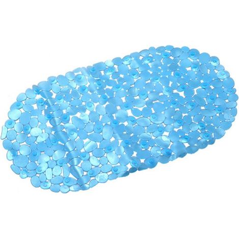 Tapis De Douche Galets - Antidérapant Avec Ventouses En Caoutchouc - Pour Salle De Bain Et Baignoire - Bleu (1/2)