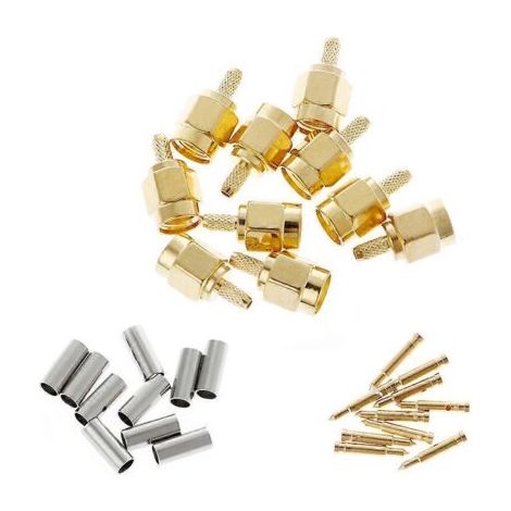 Lot de 10 connecteurs à sertir mâles SMA RF pour câbles RG174 et RG316 (LMR100) (1/5)