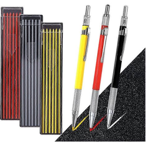 Set aus 3 mechanischen Zimmermannsbleistiften mit integriertem Anspitzer, robustes Markierungswerkzeug für Holz und Metall, feine Spitze, für den professionellen Einsatz und Heimwerker, praktisches Se (1/5)