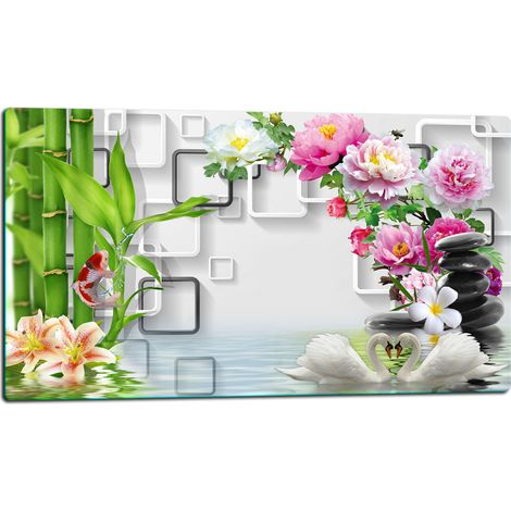 Tagliere in vetro 52x30 con decorazioni floreali (1/5)