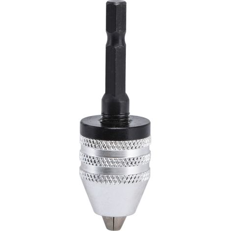 Schnellspann-Bohrfutter-Adapter für Schlagschrauber, 3 Backen, 1/4"-Sechskantschaft, 0,3–6,5 mm, Silber (1/5)