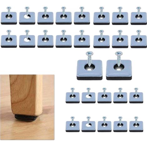 Patins Meubles Lourds Patins Téflon Auto-adhésif Carré avec vis Anti-vibration Patins Glisseurs pour Meubles Bleu/Black Dérapage Super planeurs (32 Pièces 25mm x 25mm) (1/5)