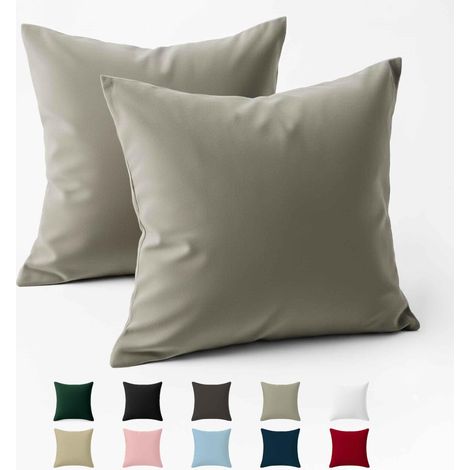 Taie Oreiller 65x65 Coton Renforcé Set de 2 Gris Clair Tissage serré de 57 Fils/cm² Taie Oreiller 65 x 65 cm (1/5)