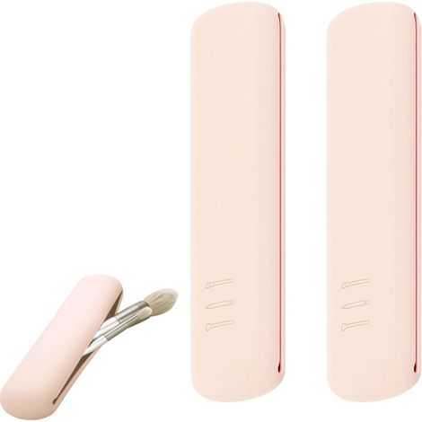 Boîte de rangement de voyage pour brosses de maquillage en silicone, ergonomique, avec fermeture magnétique, volume suffisant et taille compacte, adaptée aux brosses de maquillage de taille standard, (1/5)