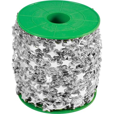 Guirlande de perles en forme d'étoile à faire soi-même, idéale pour décorer un sapin de Noël, un bouquet de mariage ou une fête (étoile argentée à cinq branches). (1/5)