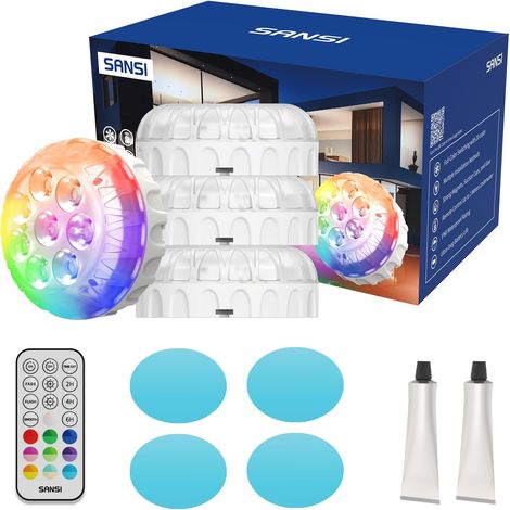 Projecteur de piscine SANSI avec télécommande, éclairage RGB haute luminosité pour spa, lampe LED submersible étanche IP68, autonomie ultra-longue, fixation magnétique ou à ventouse pour piscine, bass (1/5)