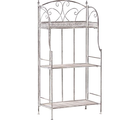 Estantería de metal para plantas jardín independiente interior baño gris Villadose
