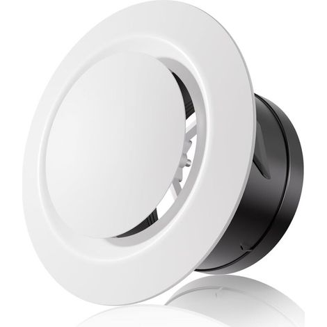 Grille Ventilation Ronde 100mm - 1 Pièce - ABS Réglable - Pour VMC Mur Plafond - Blanc