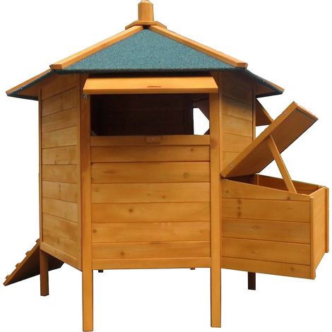 Melko Hühnerstall 6-Ecken XXL Hühnervoliere Huhn Legenester Brutkasten Käfig (1/5)